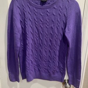 Talbots Vibrant Purple Cable Knit Sweater